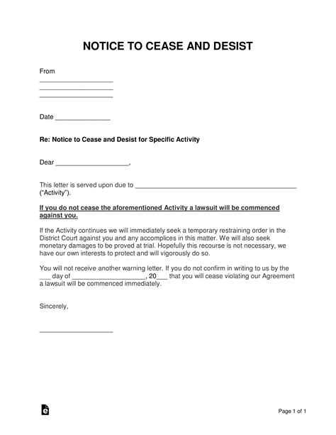 strongly worded cease and desist letter